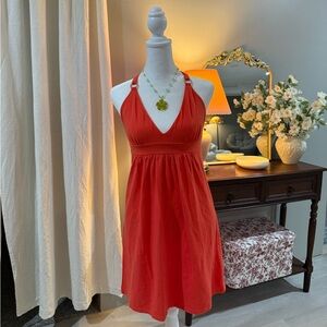 Y2K Moda International Orange Halter Neck Dress